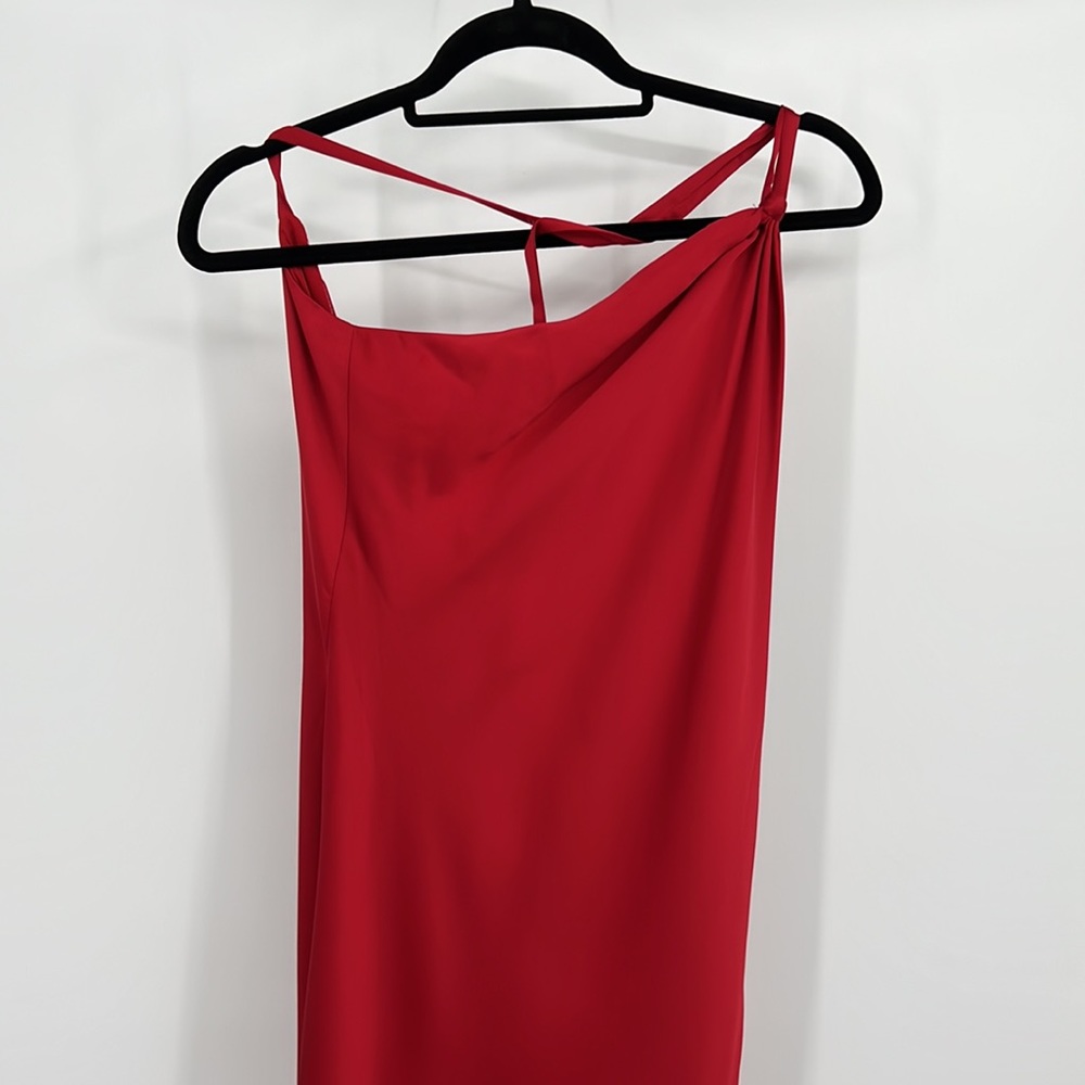 Norma Kamali One Shoulder Bias Gown in Tiger Red Medium - Picture 6 of 10